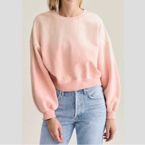 Agolde Balloon Sleeve Sweatshirt in Pink Ombré. Size S